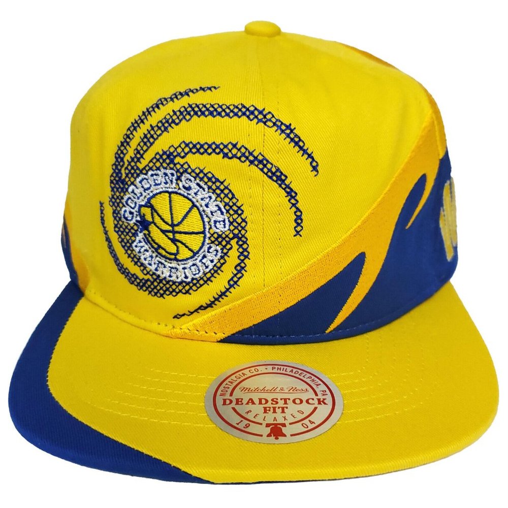 GS Warriors Mitchell & Ness NBA Deadstock Snapback Hat Yellow‎ Blue Cap NWT